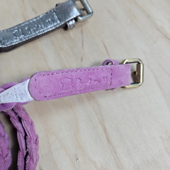 Boden Braided Leather Belts Lot of 2 0.5" Pink & Silver Size M - Picture 2 of 8